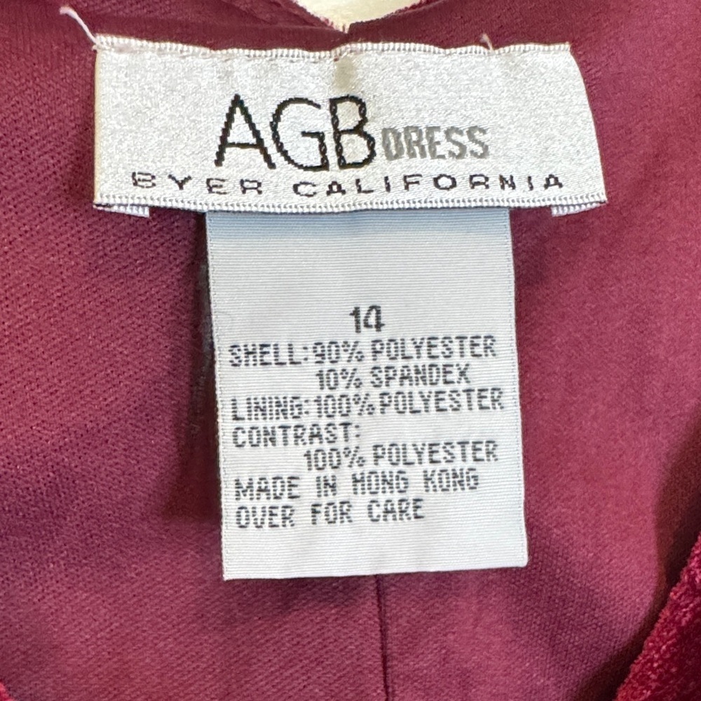 A. Byer Vintage Burgundy Velvet Sleeveless Dress with Handkerchief Hem - Picture 7 of 11